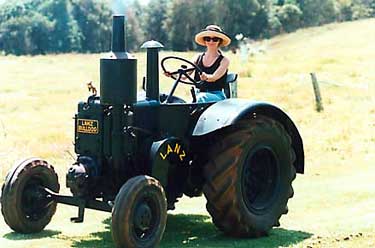 Deb rides the tractor