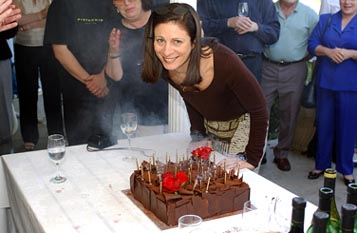 Debbie with birthday cake