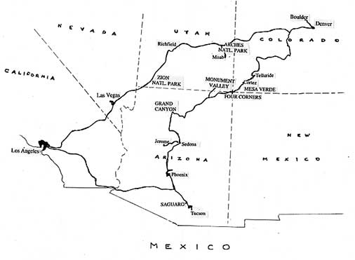 Map of route taken on Desert Odyssey